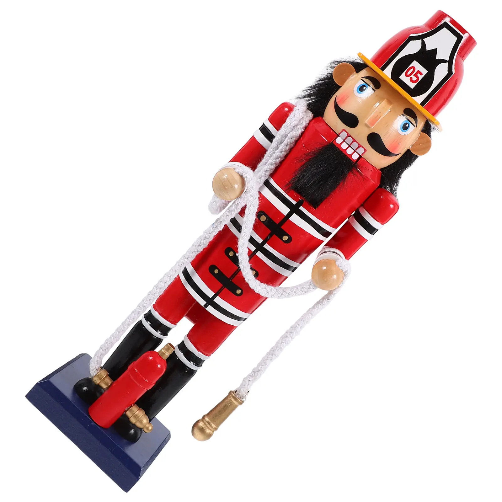 Firefighter Wooden Nutcracker Statue Bright Color Xmas Party Favor Christmas Decoration Desktop Decor Wooden Nutcracker