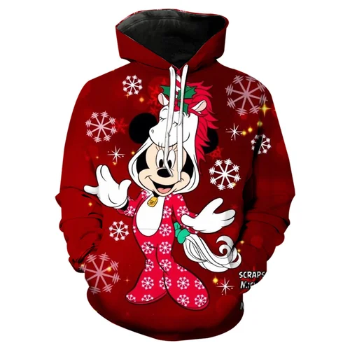 Imagen 2 del producto 2026 Disney Navidad Mickey Mouse Minnie 3D mujeres Sudadera con capucha vestido moda sudadera vestido impreso Sudadera con capucha hombres mujeres