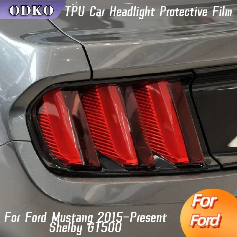 

For Ford Mustang 2015-Present Shelby GT500 Car Headlight Taillight Protection Tint Film Smoke Black Transparent TPU Sticker