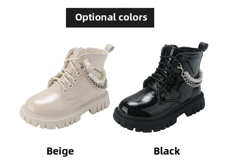2026 Neue Kinder-Lederstiefel Chelsea Wasserdichte Kindersneaker Beige Kleinkind-Schneestiefel Mädchen Herbst-Winter-Schuhe – Detail 3