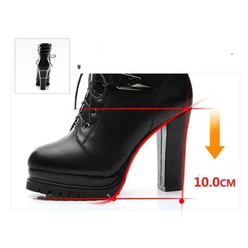 Winter Women Boots Warm High Heels Ankle Boots for Women Retro Chunky Snow Boots Woman Winter 2023 Elegant Botas Mujer Invierno