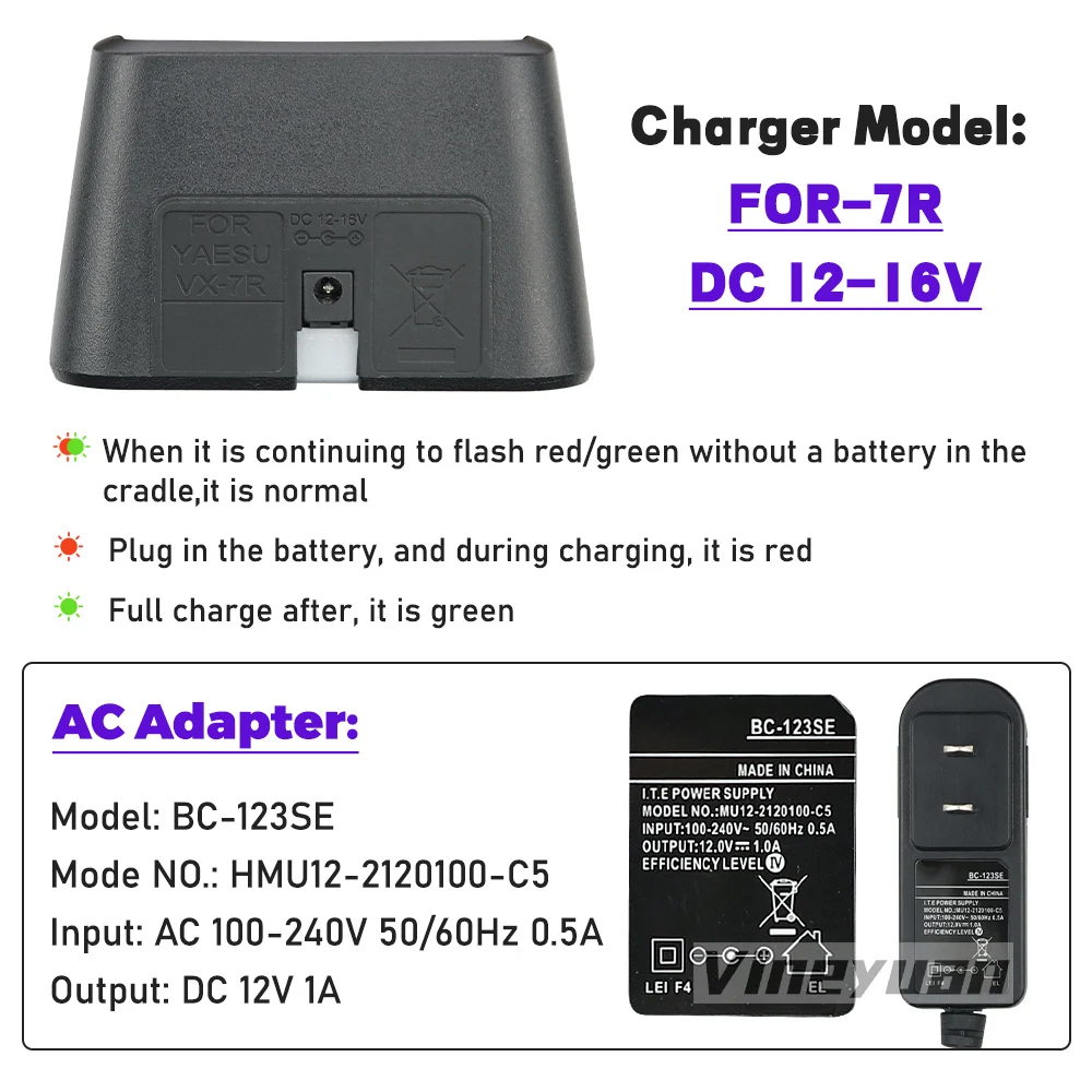 CD-15 CD-15A caricabatterie rapido per YAESU VX-5 VX-5R VX-6 VX-6R VX-7R VXA-700 FNB-58Li FNB-80Li batteria horizon HX460S HX471S