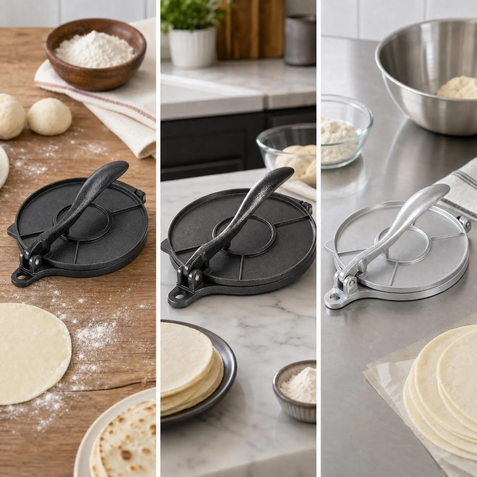 Compact Manual Pastry Press Aluminum Dough Flattener for Tortillas Dumpling Wrappers Pancakes Home Kitchen Tool