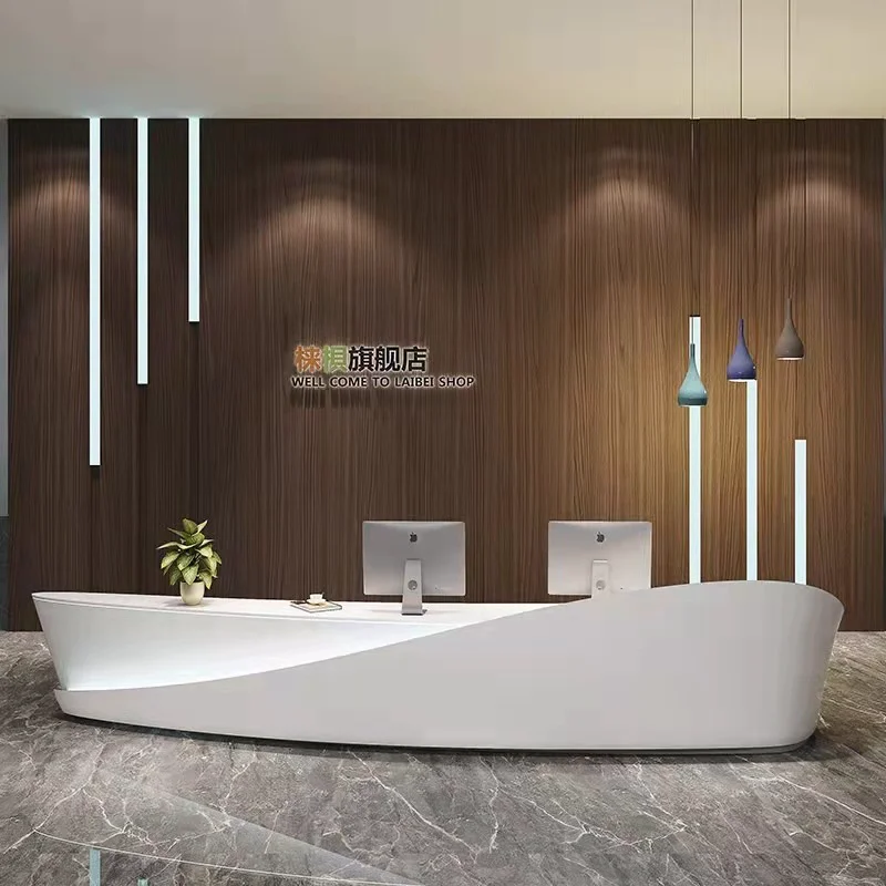 

Modern Style Comfortable Reception Desk Fashionable Extendable MDF Front Desk for Office Shop Beauty Parlour or Villa