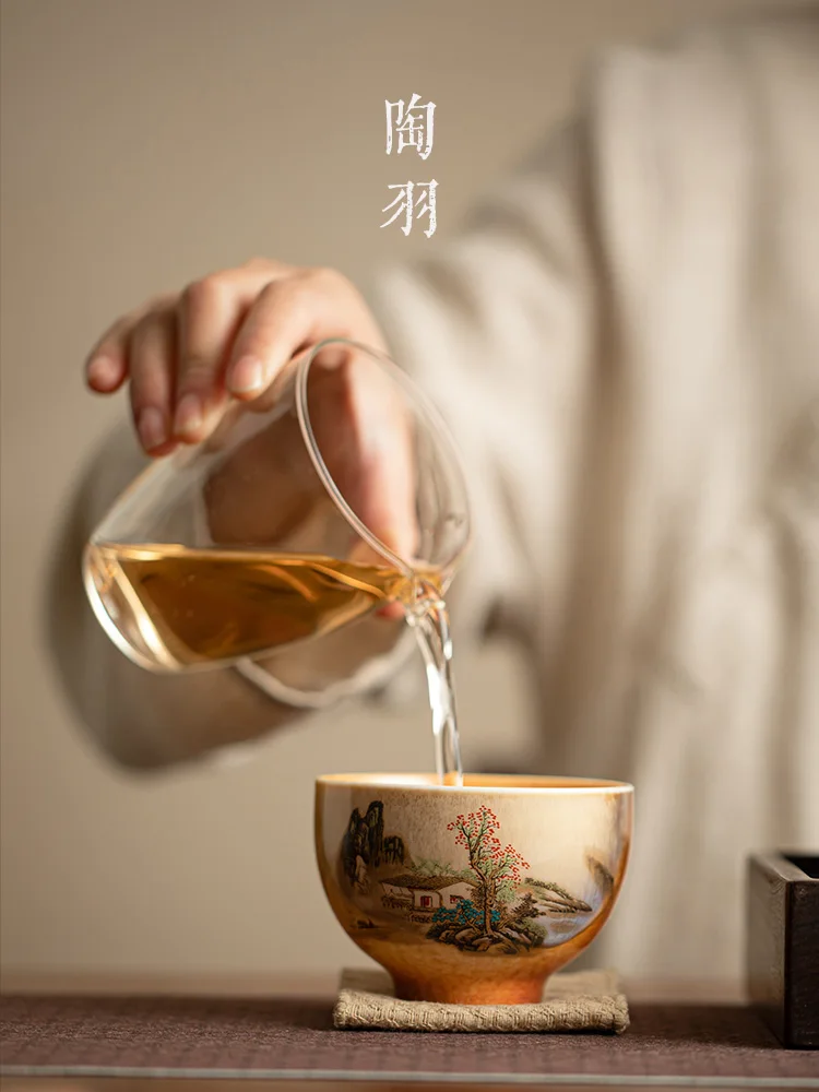 Chinese Style CeramiC Kiln Transformed Into A Large-sized Landscape Tea TasTing Master IndIvIdual Single Cup,