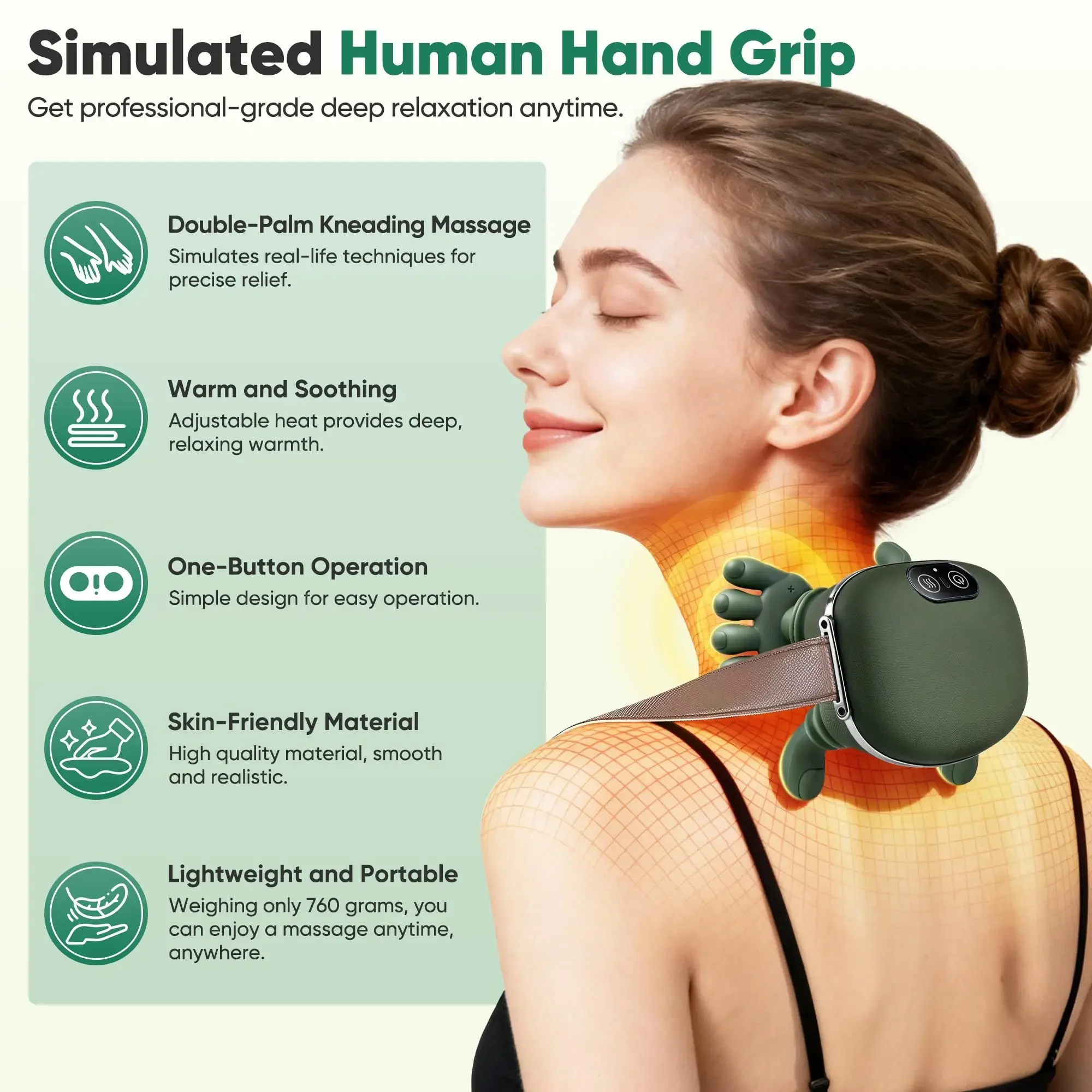 

2026New Wireless Neck and Shoulder Massager with Bionic Finger Design, Deep Kneading Back Massage Device for Home and Office Use