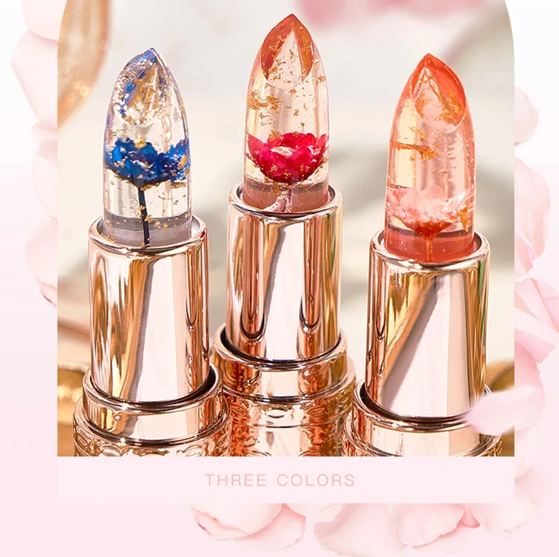 Petal Jelly Color Changing Lipstick Transparent Waterproof Long Lasting Lipstick Temperature Color Changing Lip Balm Lips Care