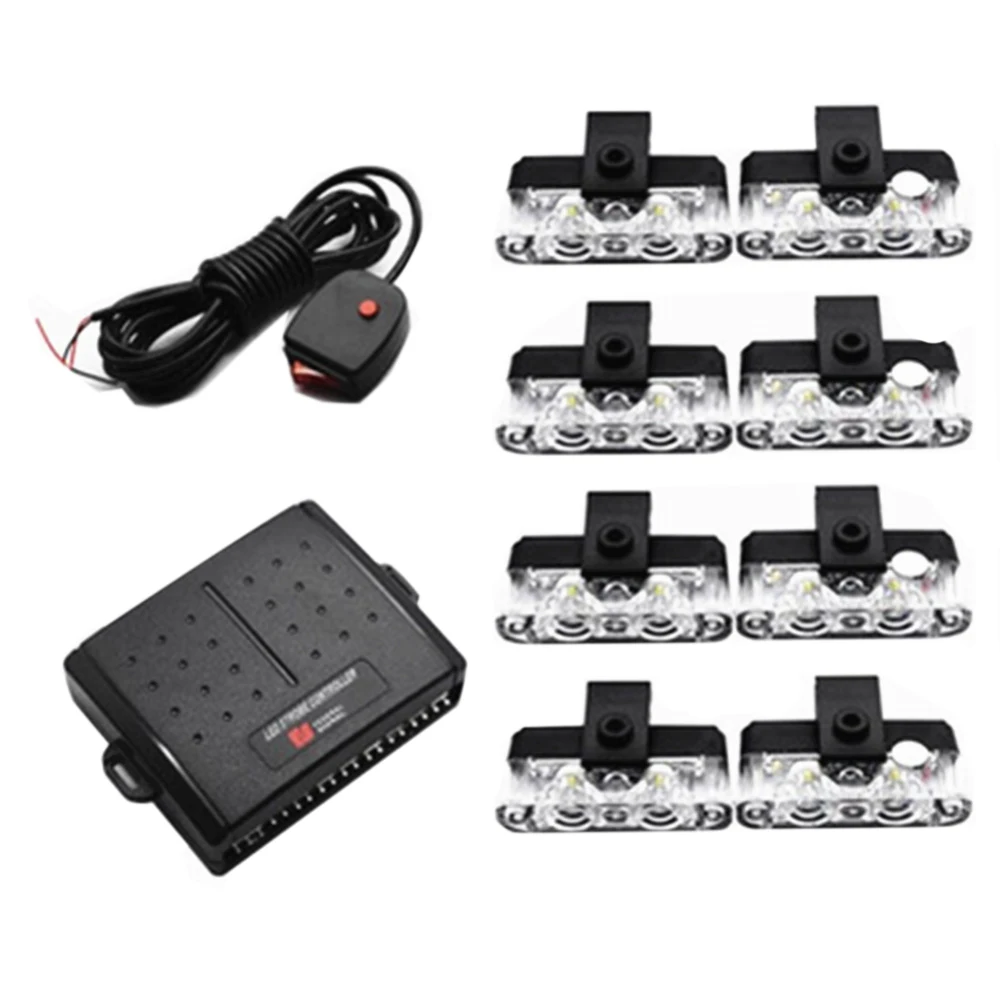 

Full Set Led High Power Super Bright Clip Lights Car Grille Flashing Light Decorative Lamps Warning Lights Wired Control 1 W