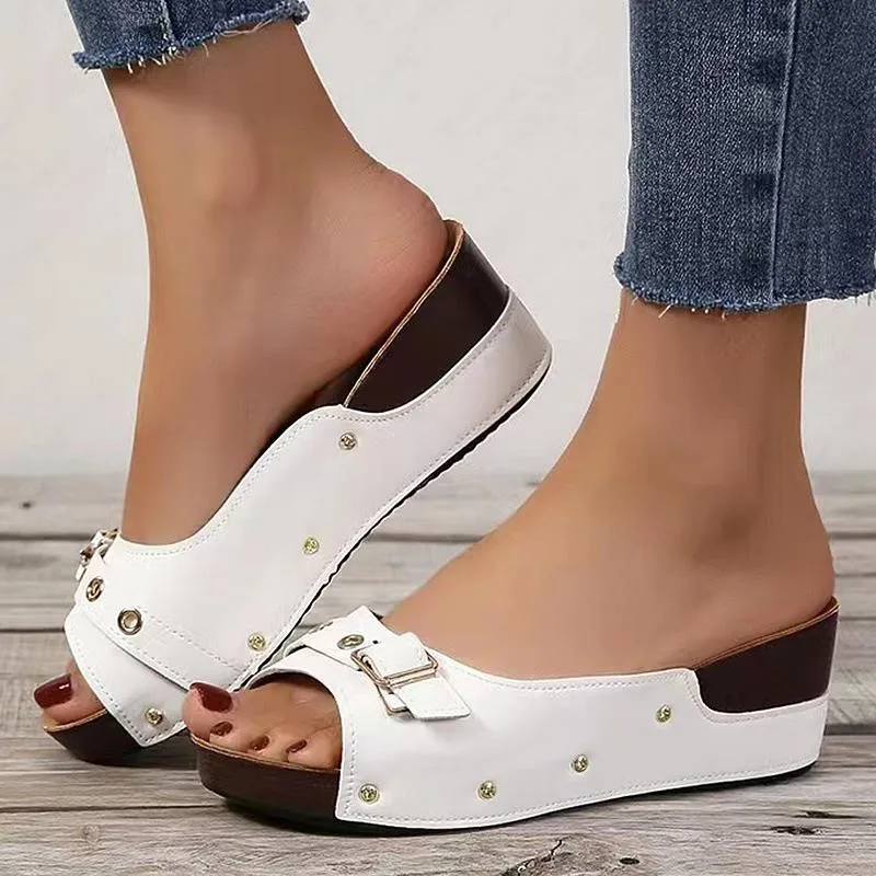 Women Sandals 2023 Fashion Heels Shoes For Women Summer Sandals Slip On Wedges Zapatos Mujer Outdoor Slippers Platform Sandals