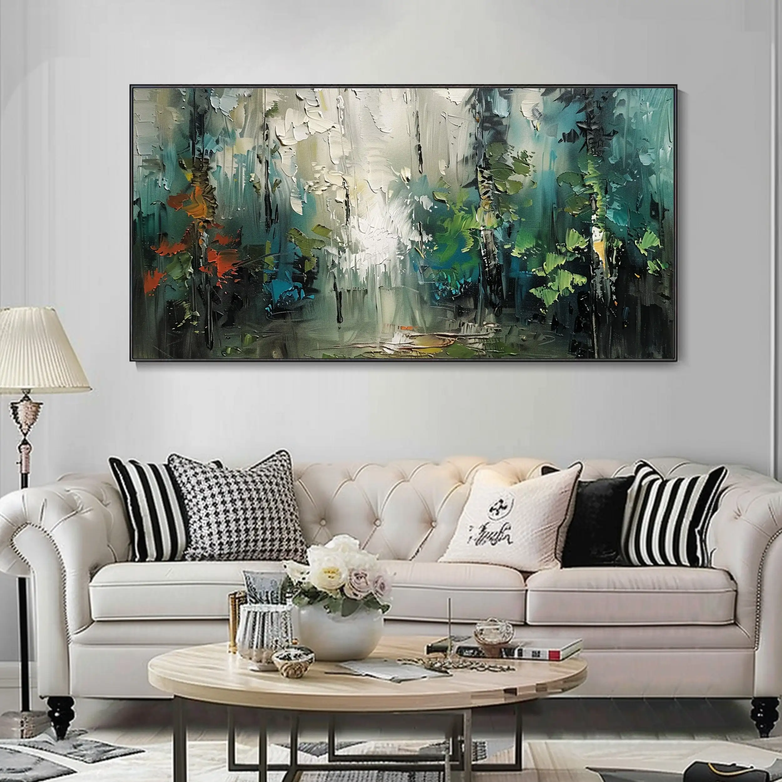 

Abstract Landscape Hand Oil Painting Green Forest Plant Painting Living Room Decor Paintings Art tree Custom Paintings Gift