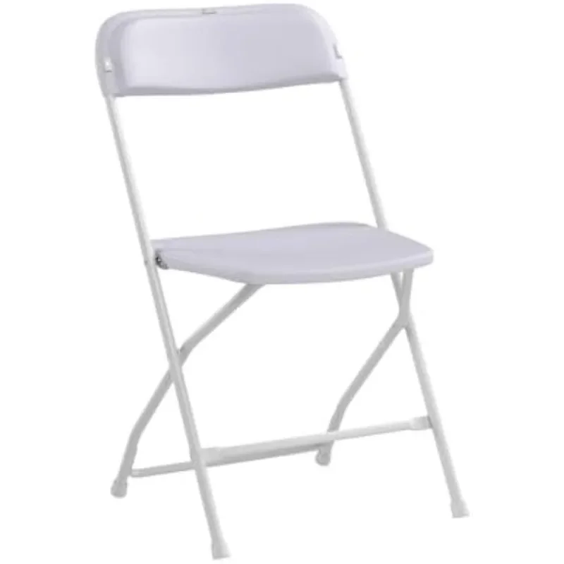 Chaise pliante en plastique blanc, siège commercial empilable, portable, intérieur et extérieur, avec cadre en acier 350lb