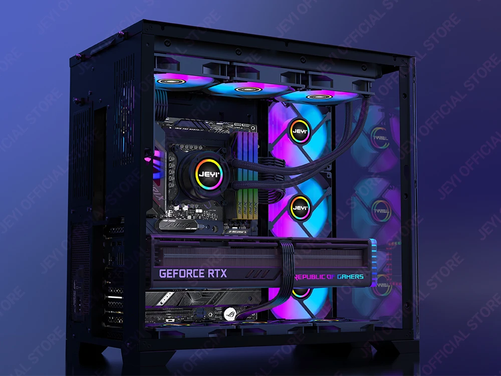 JEYI 120 mm PC-ARGB-Lüfter AURA SYNC RGB-Computerlüfter Ultra Silent Heatsink Ventilador mit 4PIN PWM und 5V 3PIN ARGB-Anschluss – Detail 11