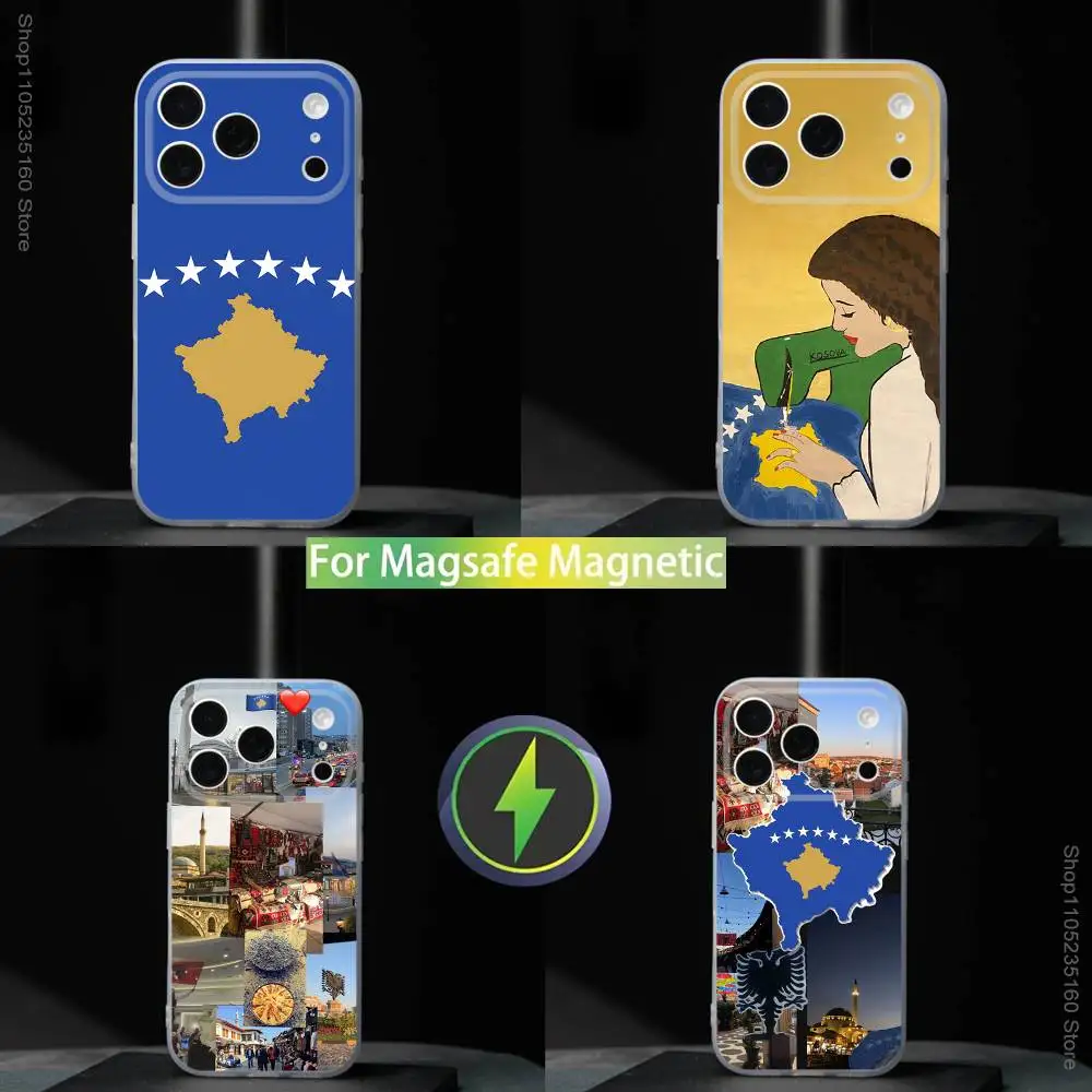 

Kosovo Flag Map For iPhone 17,16,15,14,13,12,11,Pro,Max,Plus,Mini,SE4,E Magnetic For Magsafe Wireless Phone Case