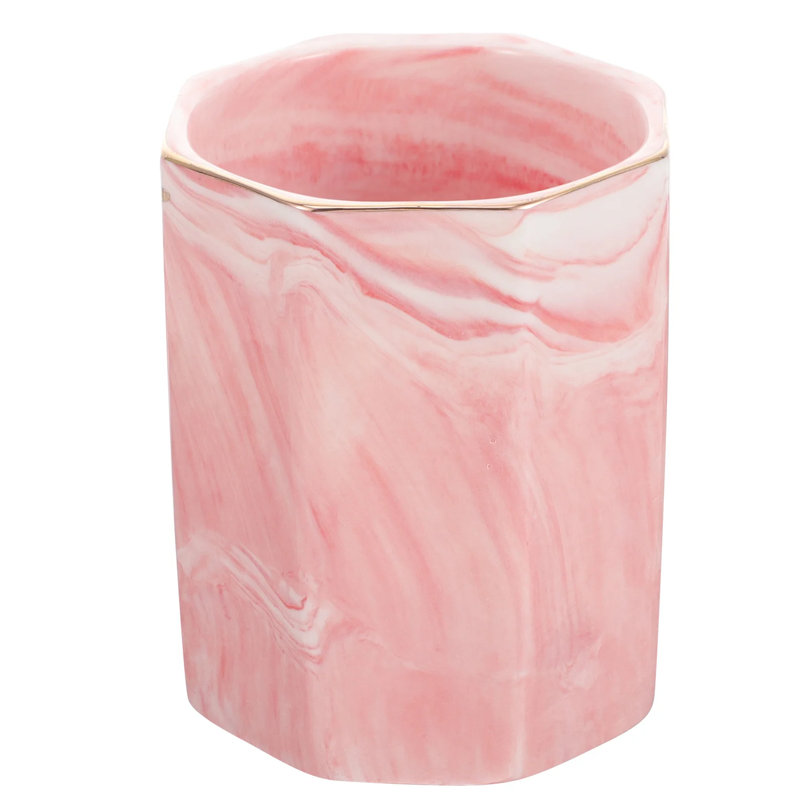 Colorful Ceramic Pen Holder Large Capacity Gold Edge Elegant Pen Cup Multi-Functional Desk Storage Organizer for Stationery