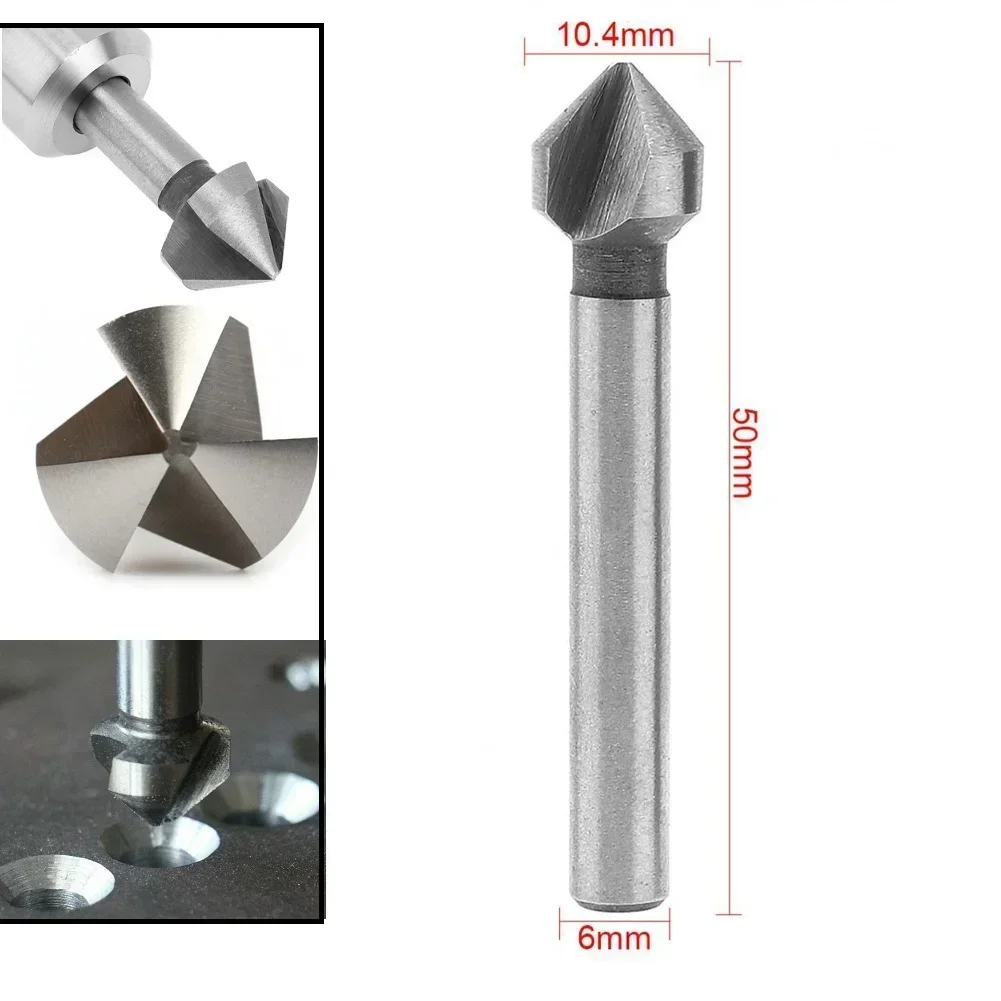3 Flute Countersink Boring Drill Bit 90Degree Chamfering Tools Wood Metal Chamfer Drill 6.3/8.3/10.4/12.4/16.5/20.5mm