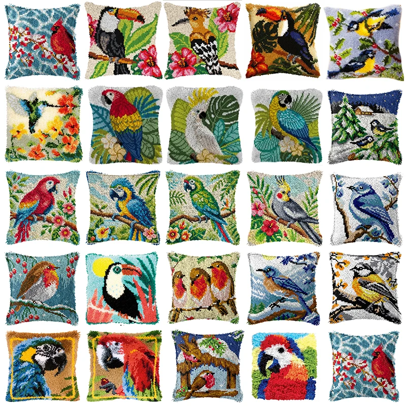 

Набор для вышивания крючком «Попугай-сорока»: милый птичий узор, подушка-кнопка, набор для вышивания крючком, набор для рукоделия, декор для дивана