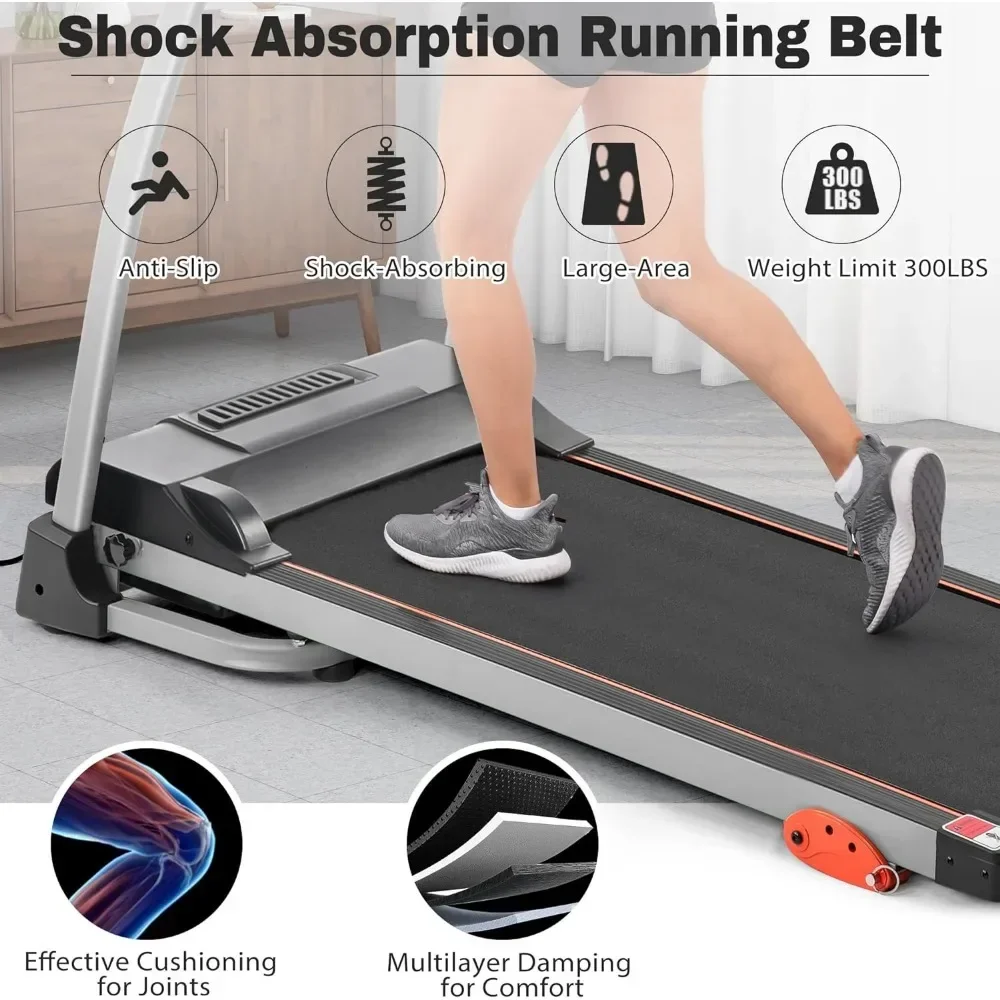 Treadmill listrik lipat, mesin lari bermotor 2.5HP dengan 12 Perset Program berat 300LBS dengan Incline