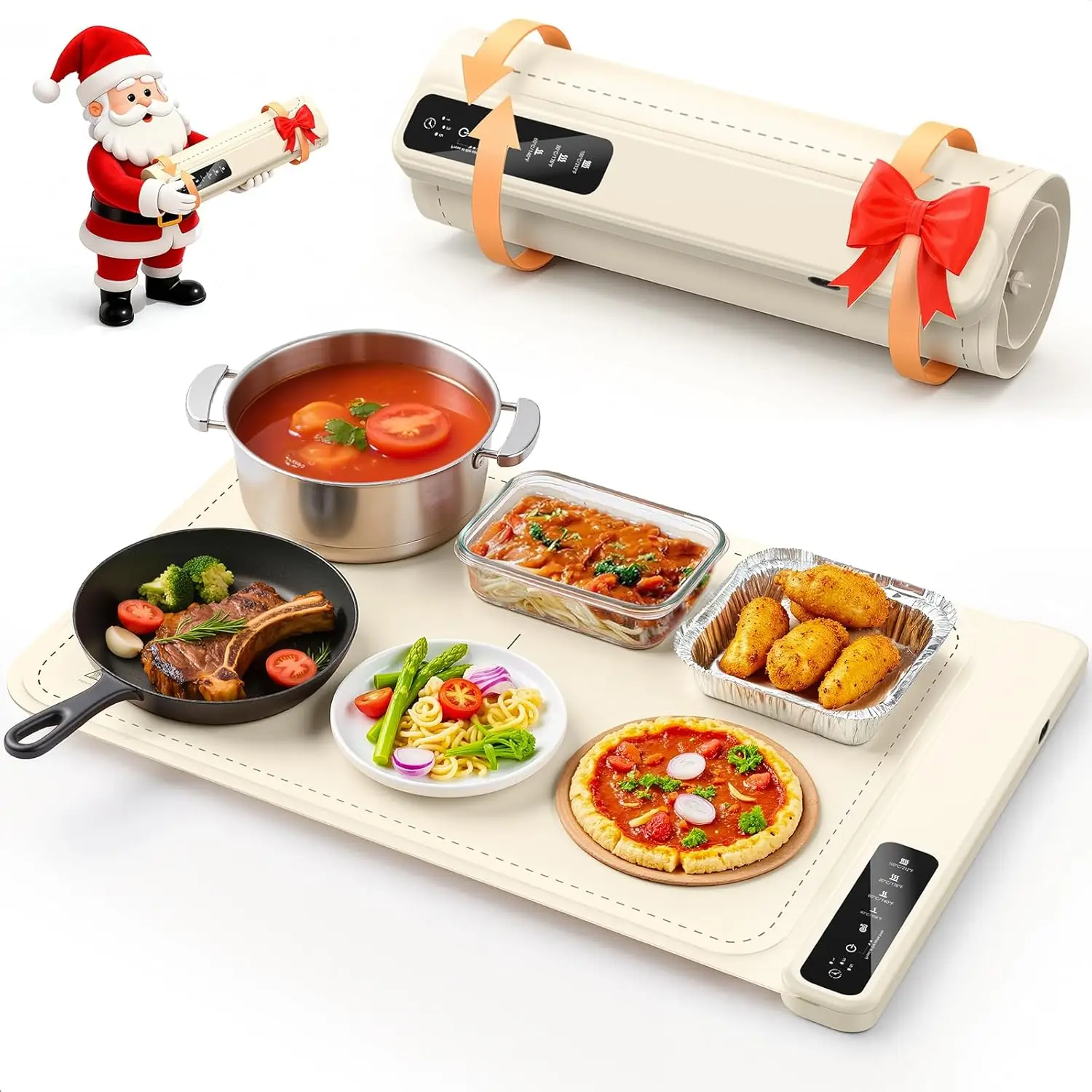 

Warmin Mat for Food –Electric Food Warmin Tray for Buffet withFast Heatin Mat with Timer and 4 Heat Levels, Porta