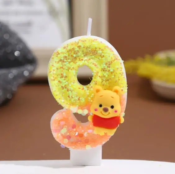Anime 0-9 Zahl Kerze Nette Winnie the Pooh Kerze Cartoon Charakter Kinder Party Kuchen Plug-in Geburtstag Kuchen Dekoration geschenke – Detail 12