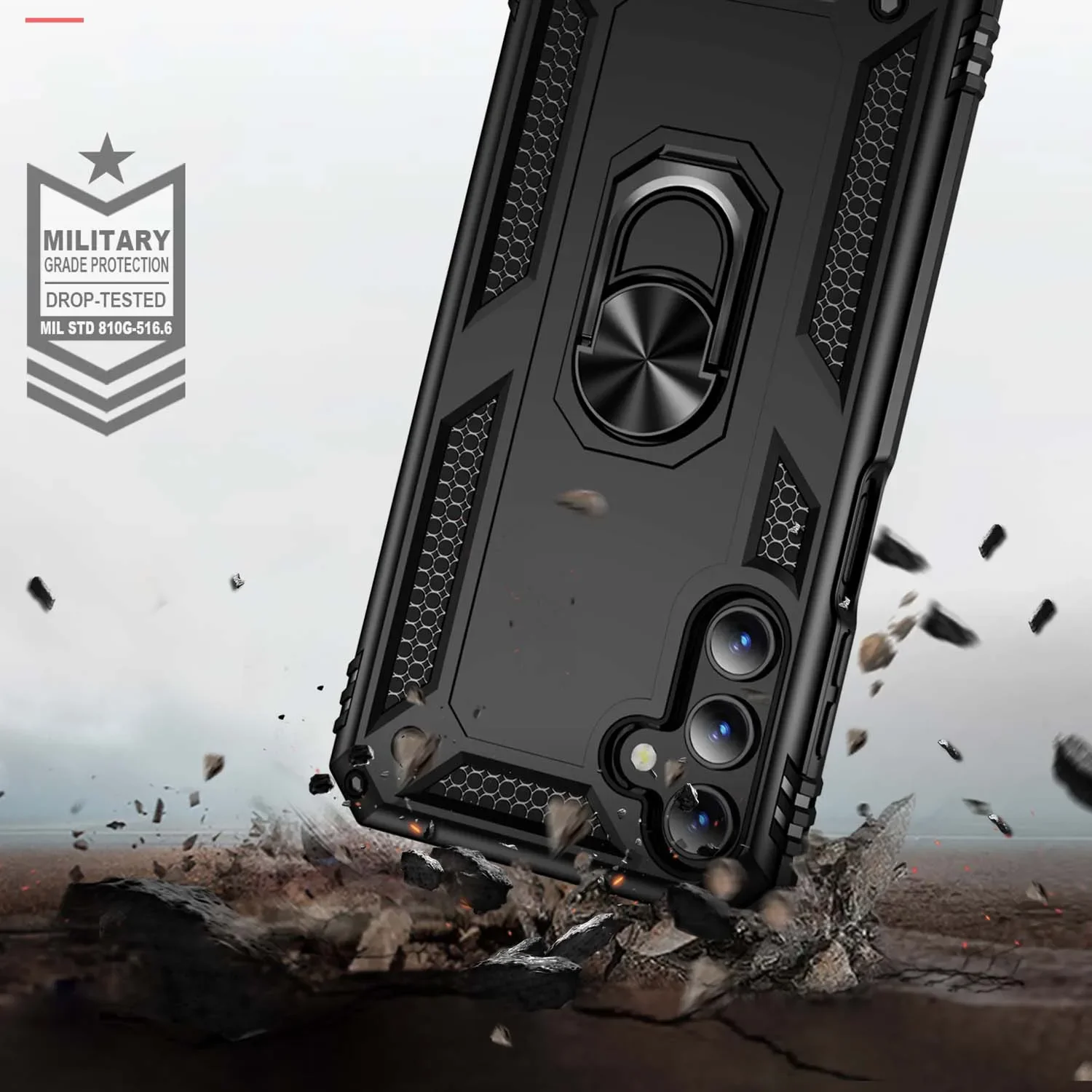For Samsung Shockproof Armor Phone Case A15 A35 A55 A05S A14 A13 A24 A34 A54 Bumper Silicone Phone Finger Ring Holder Back Cover