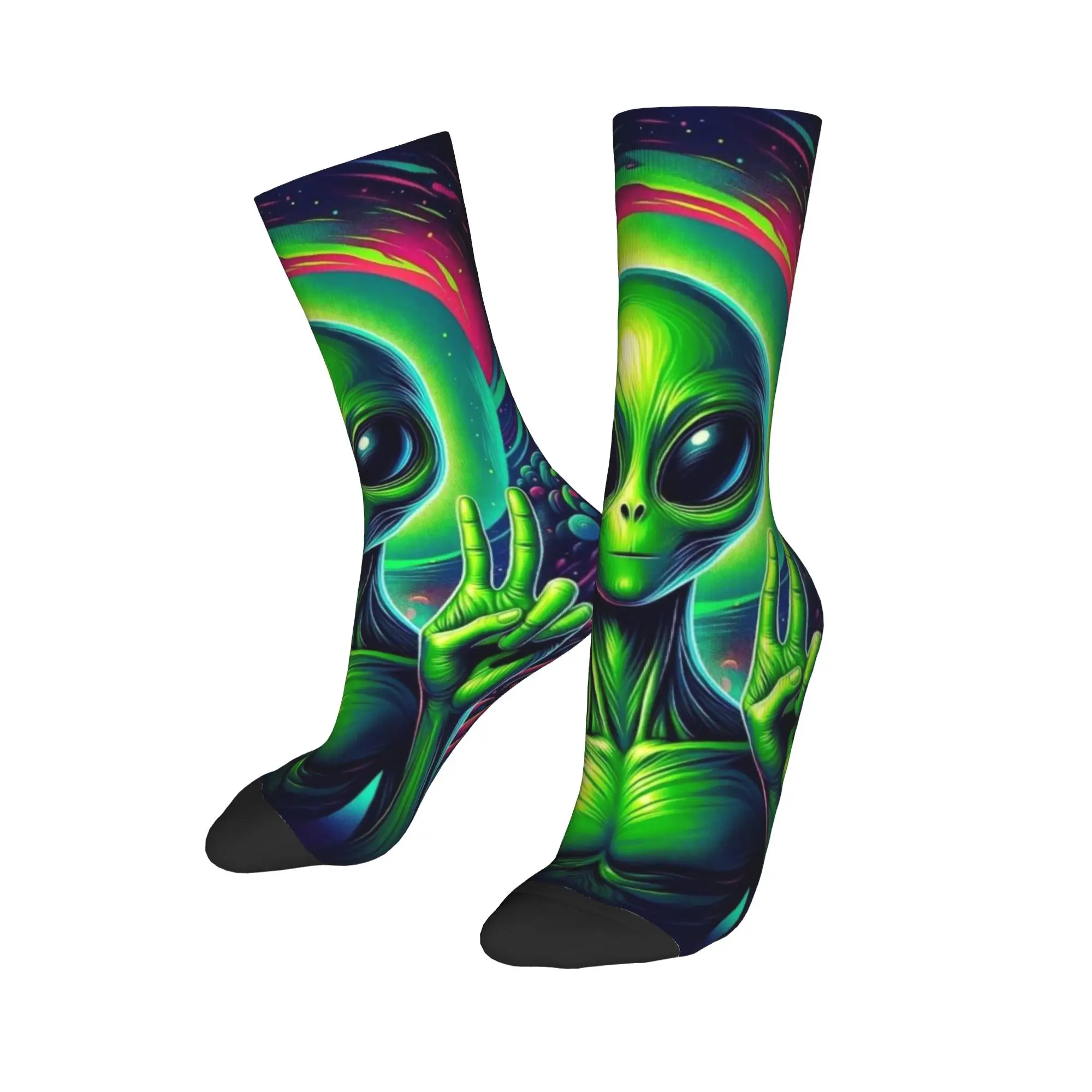 Funny Alien Print Socks  Elegant Stockings Winter Anti Sweat Adults Men Socks Breathable Custom Cycling Socks