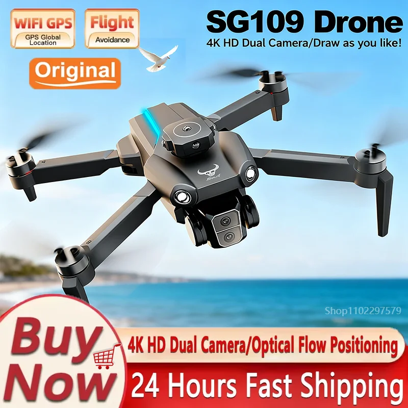 

New SG109 Pro Drone Brushless Obstacle Flow Avoidance Foldable UAV 360° Adjustable Camera GPS Travel FPV Drone RTR Toy Best Gift