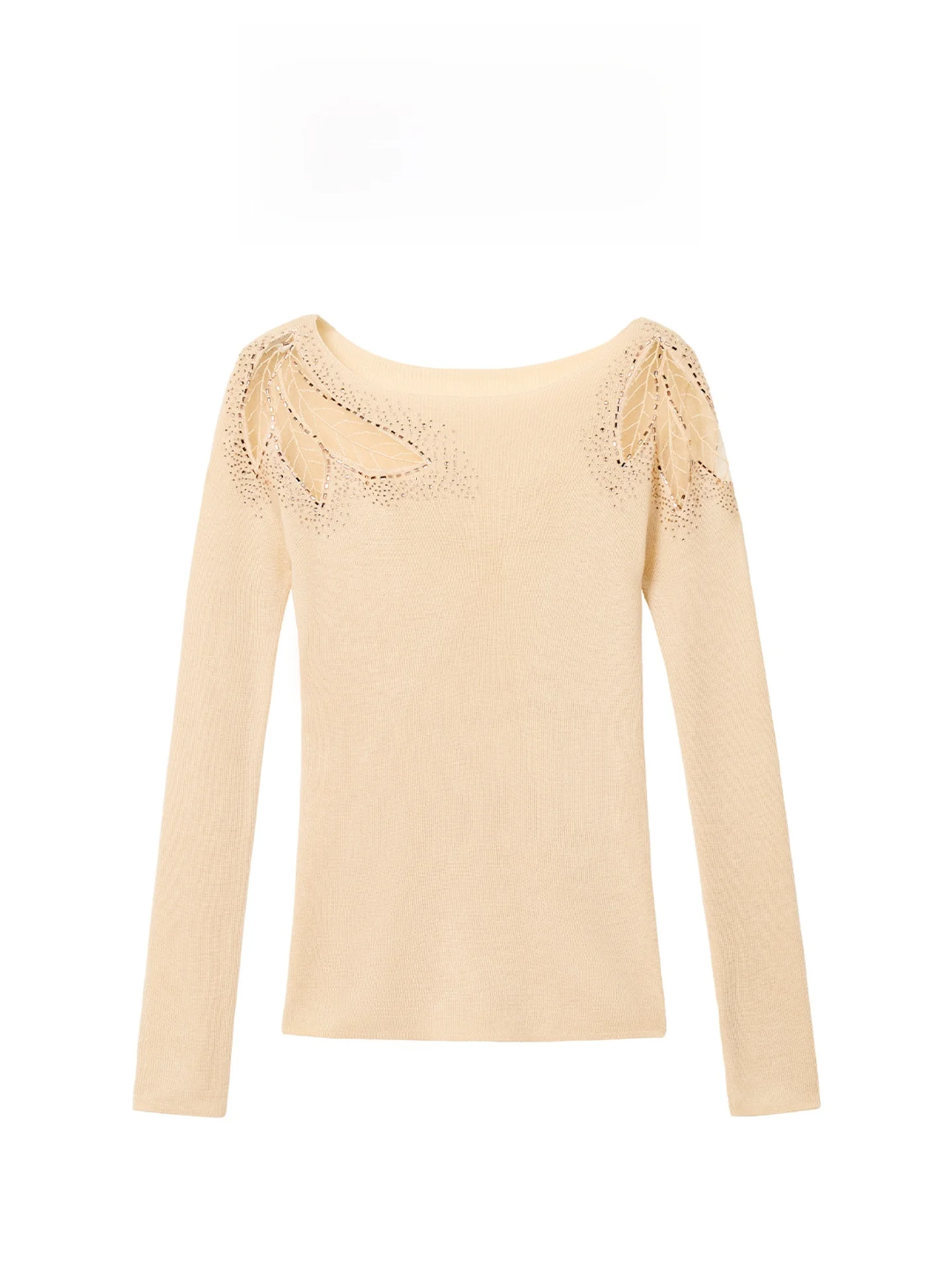 

AZZHEN Wool Blend Base irt Hollow out Design Women's Faionable Diamond Embellied Sweater Autumn Winter New Sle Commut...