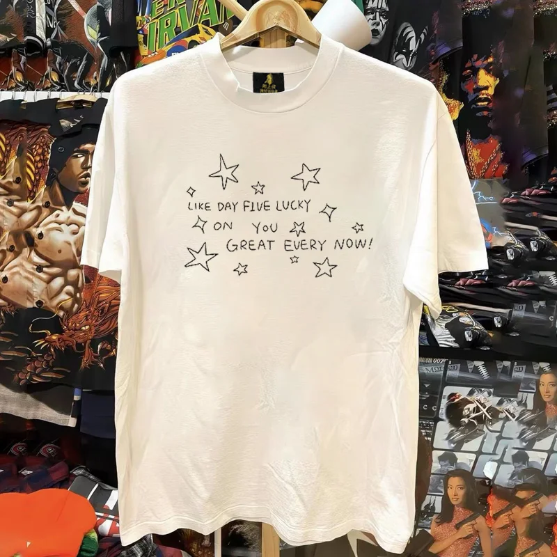Loose Fit Cotton T-Shirt Unisex Short Sleeve Double Thread UPUPXIA Hero Print Sweat Absorbent round Neck Casual Summer Top
