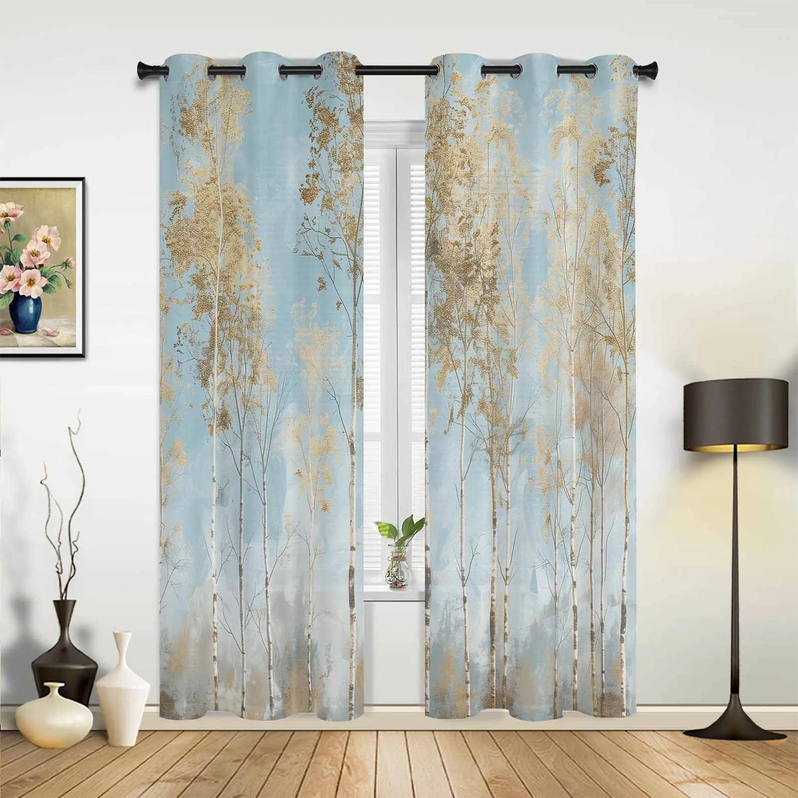 Oil Painting Forest Plants Impressionism Modern Panels Hall Curtains for Living Room Bedroom Window Curtains Hotel Drapes