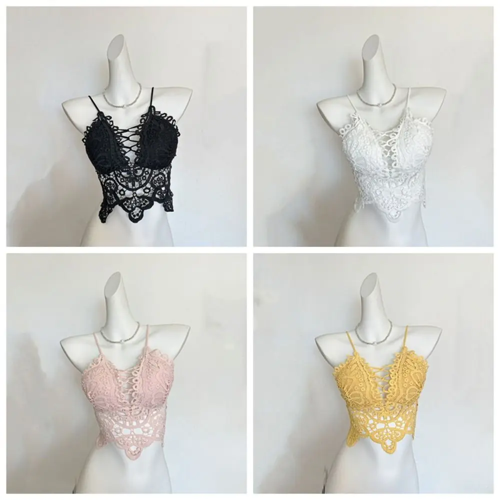 Süße Weste im böhmischen Stil, aushöhlen, Strandmode, tiefer V-BH, bauchfreies Top, Dessous, Spitze, kabelloser BH, Urlaub