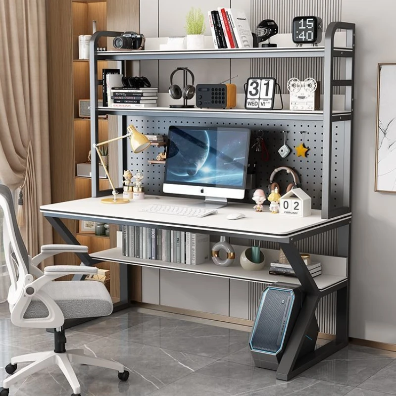 

Simple computer home desk with bookshelf integrated combination student writing small apartment learning table hole board