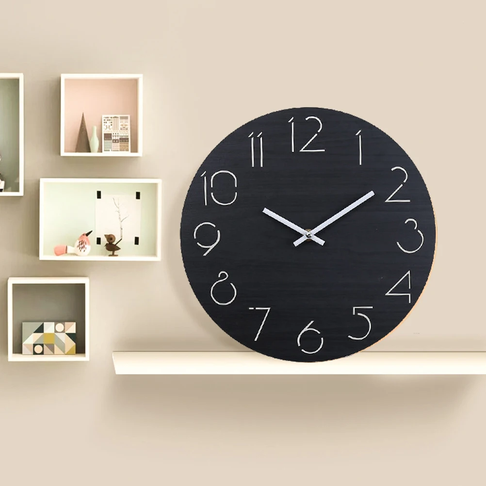

Solid Wood Wall Clock Hanging Decorative Clocks Simple Round Wooden Personality