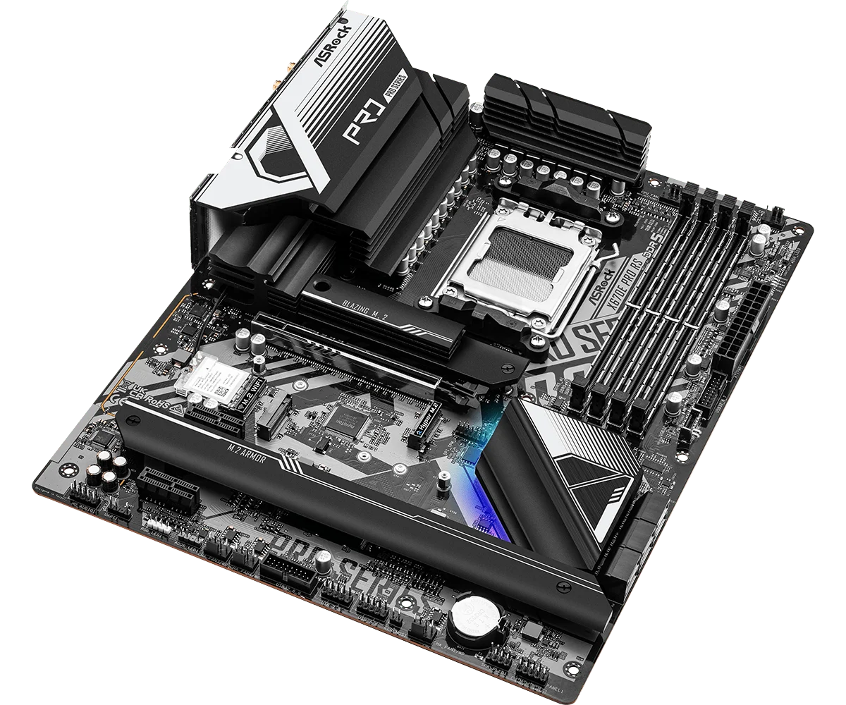 ASROCK X670E Pro RS Motherboard Support AMD X670 Socket AM5 Ryzen 9 7950X 7 7800X3D 7700X 5 7600X CPU DDR5 M.2 SATA3 ATX view 3