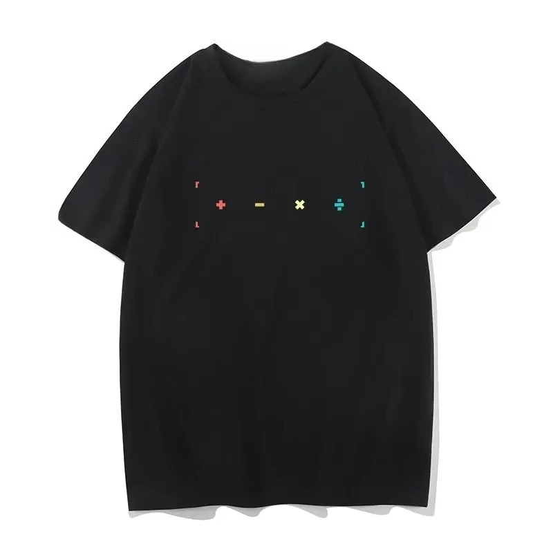 2026 Trend Women Add Subtract Multiply and Divide Design Sense Short Sleeved Summer  Black T-shirt Men's and Women Half Sleeves