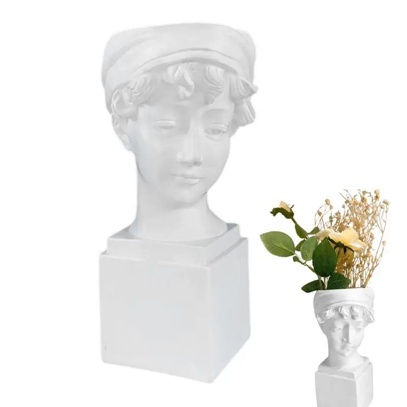 

Face Flower Pot Resin Flower Pot Creative Design Multi-Function Heads Planter Succulent Pot For Vase Makeup Brush Organizer Pen