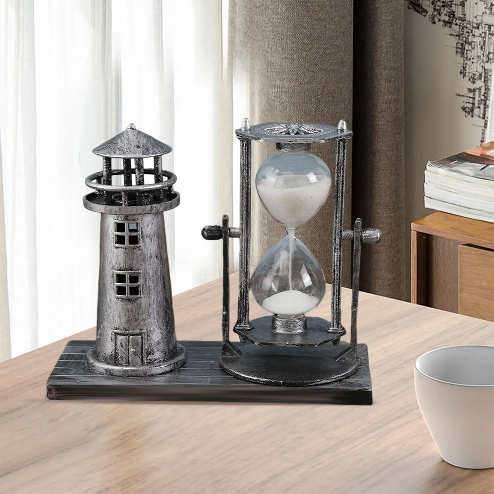 Modern Hourglass Sand Timer, Sandglass Estátua, Desktop Acessórios, Presente do quarto