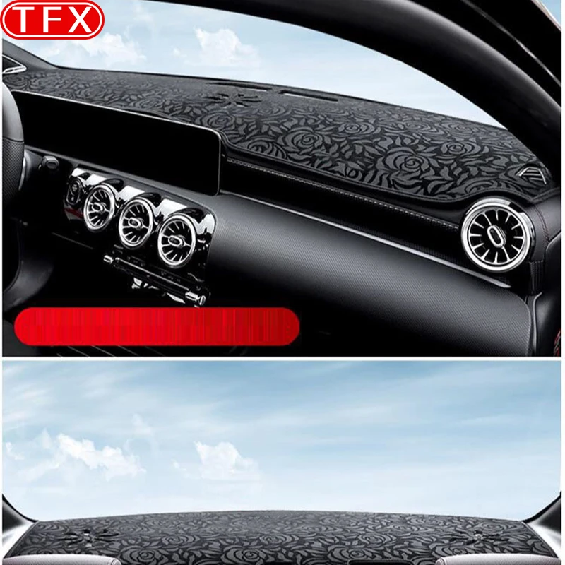 Flannel Dashmat Dashboard Cover Sun Shade Dash Board Cover Carpet For Mercedes Benz A-Class W177 A160 A180 A200 A45 Accessories