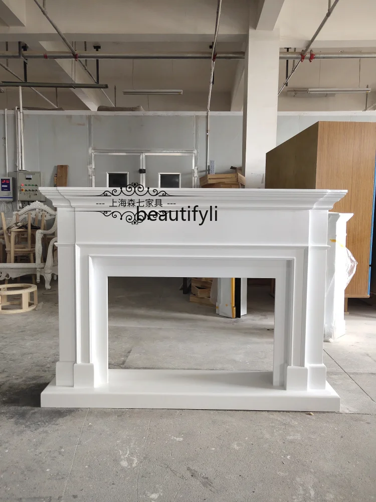 

European solid wood fireplace French simple household background wall TV cabinet decorative cabinet