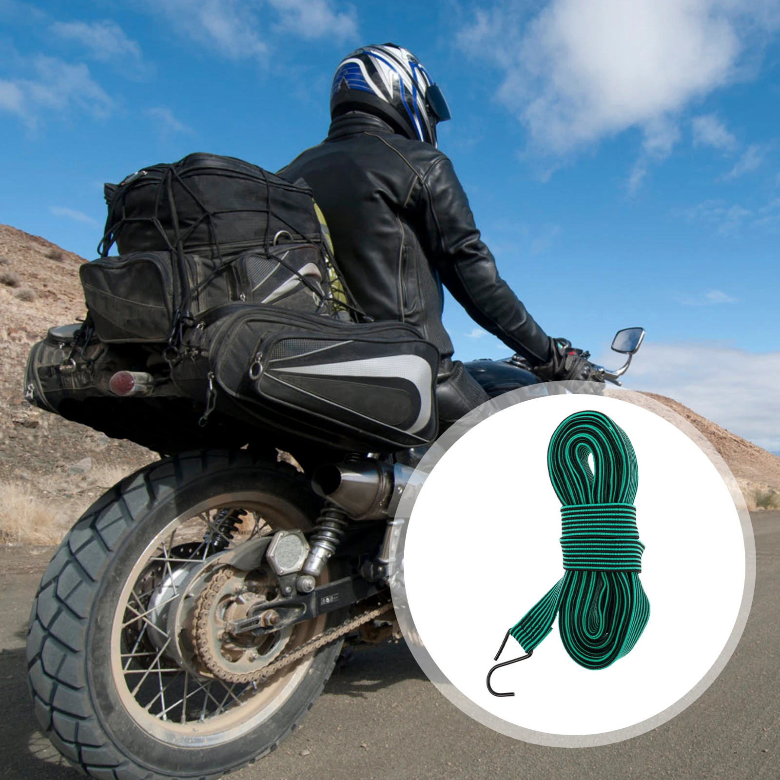 

Heavy Duty Elastic Bungee Cords Hooks Flat Straps Luggage Motorcycle Camping Outdoor Trunk Securing Tie Down Ratchet Strap Cargo