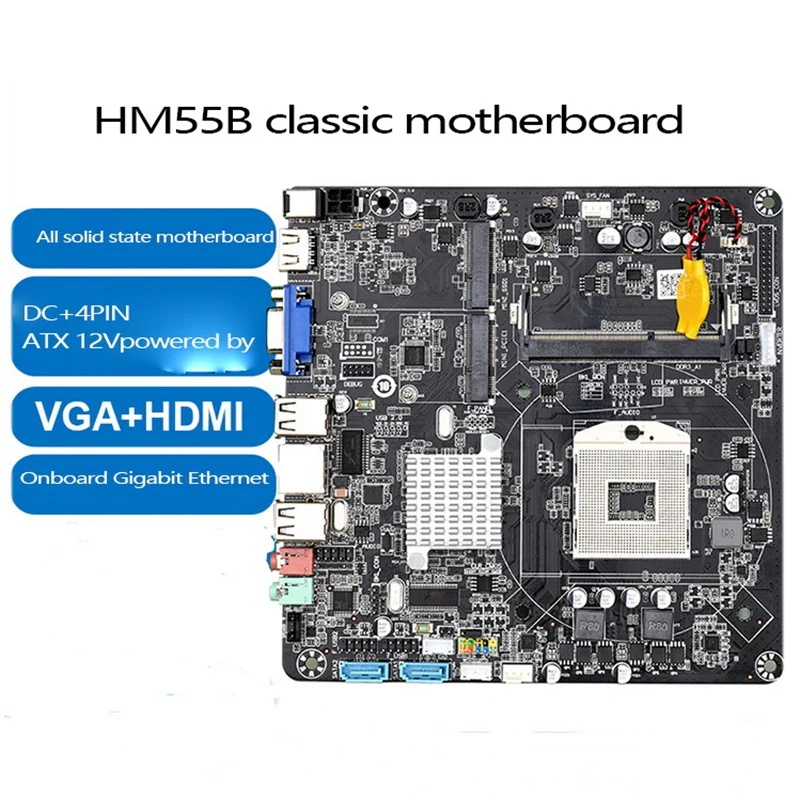 HM55B PGA988 Desktop PC Mainboard DDR3 SATA II Mini ITX Motherboard for Mini Host/HTPC/Radio/ Advertising Machine