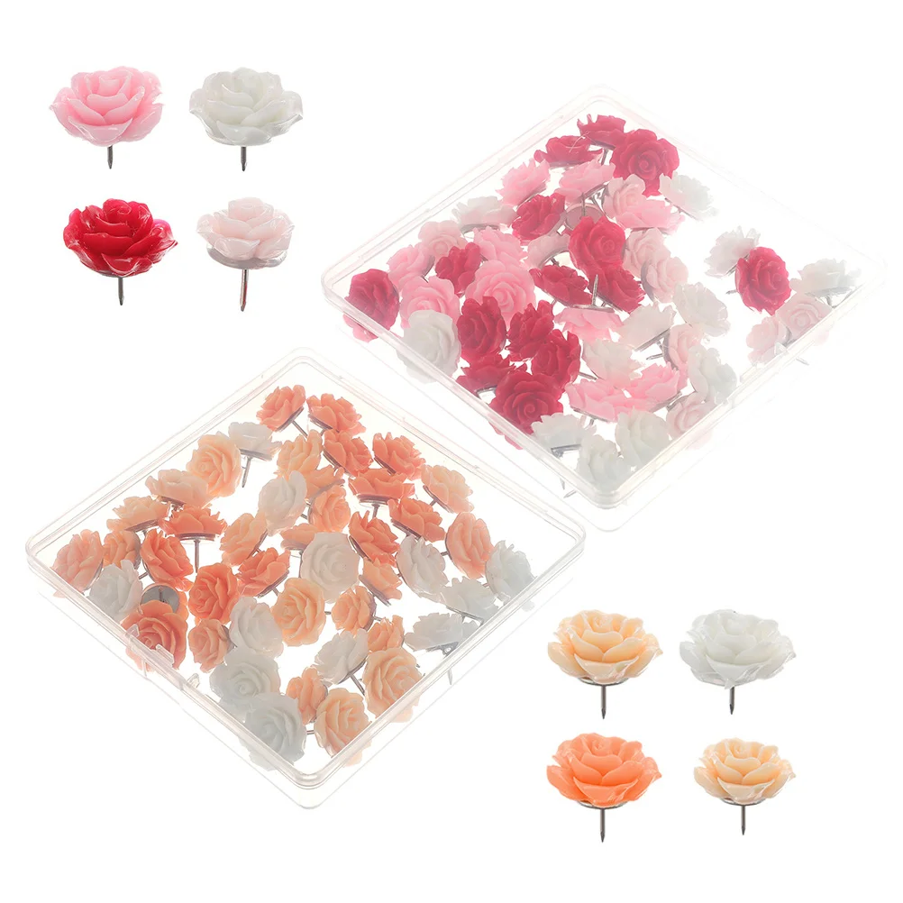 

2 Sets Multifunction Small Resin Push Pins Delicate Thumb Tacks Office Desk Accessories Map Markers Storage