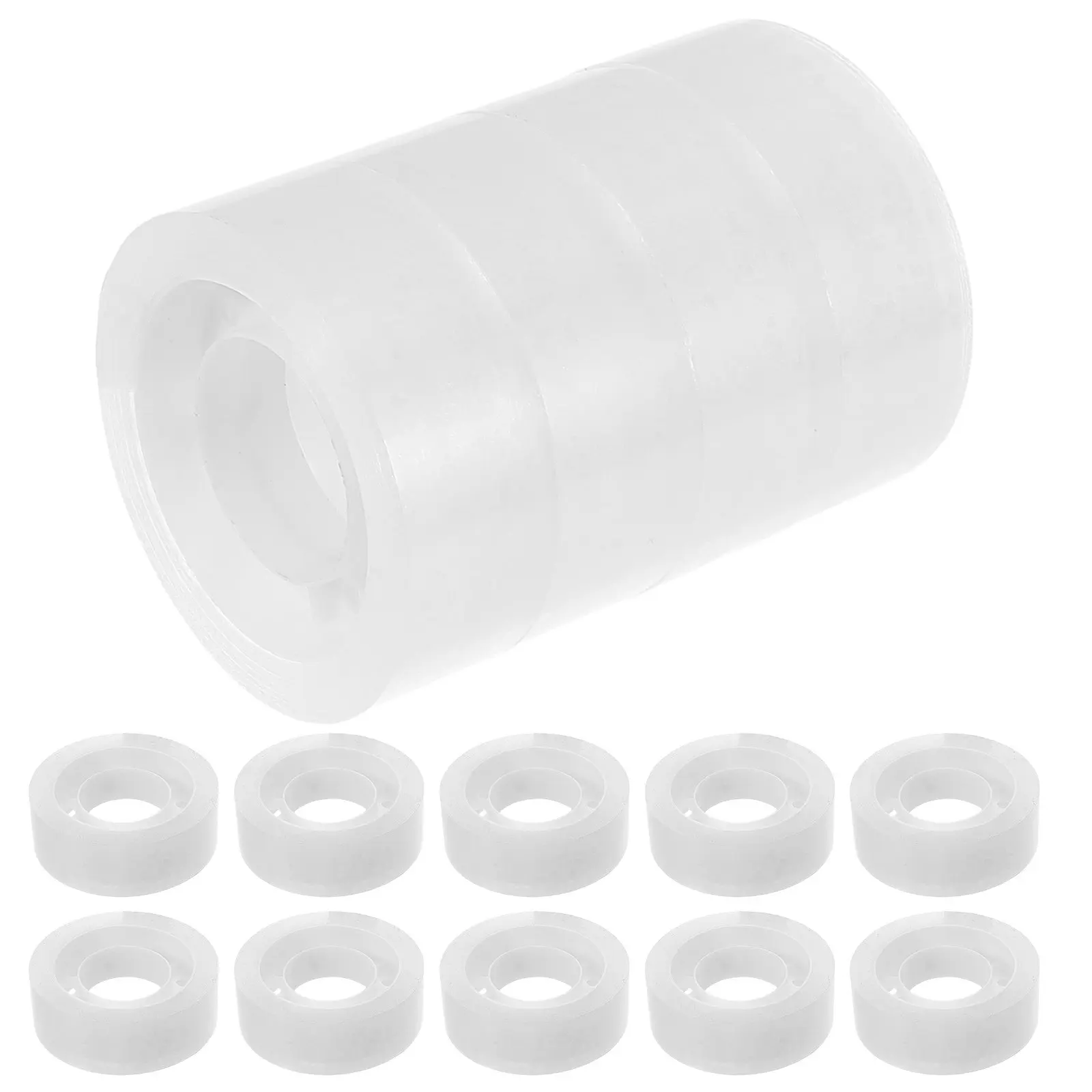 16 Rolos de Fita Adesiva Transparente Refil, Fita Adesiva Clara para Escritório e Escola, Material Bopp Forte e Resistente a Rasgos