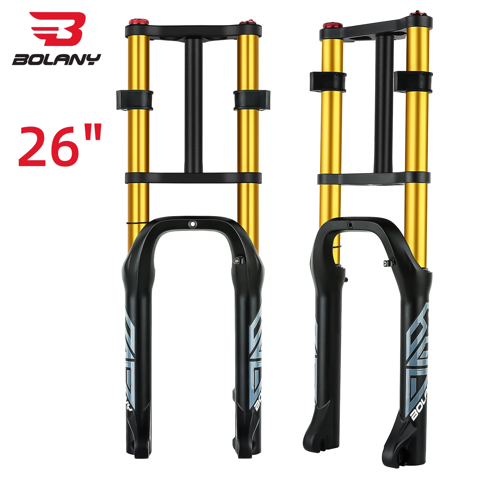 BOLANY Fiets Sneeuw Voorvork 20 inch 26 inch 4.0 Band MTB Fiets Vork 110mm Reizen Dubbele Schouder luchtvervoer voor E-Bike