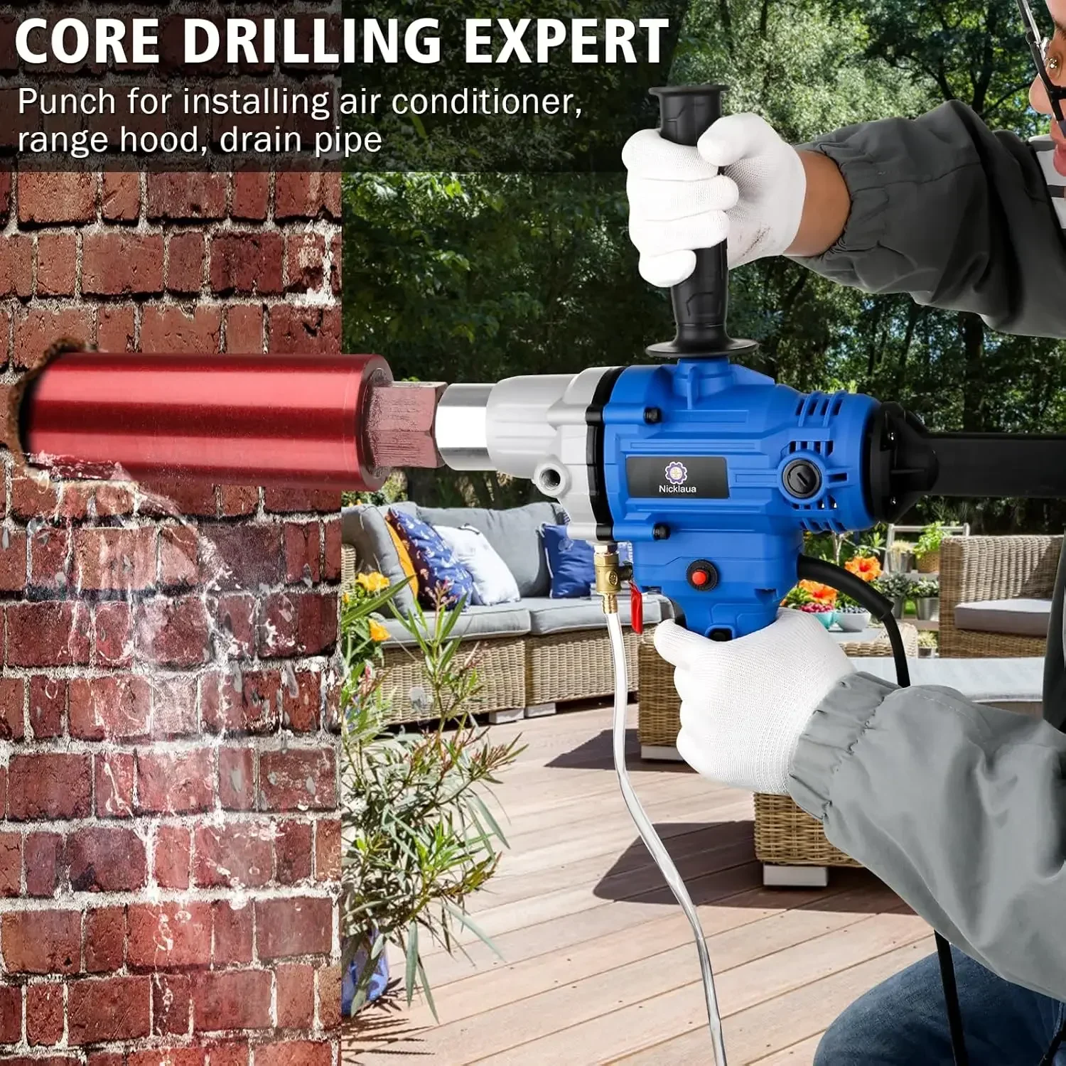 Core Drilling Machine,1900RPM Wet & Dry Handheld Concrete Core Drill Rig,1-1/4