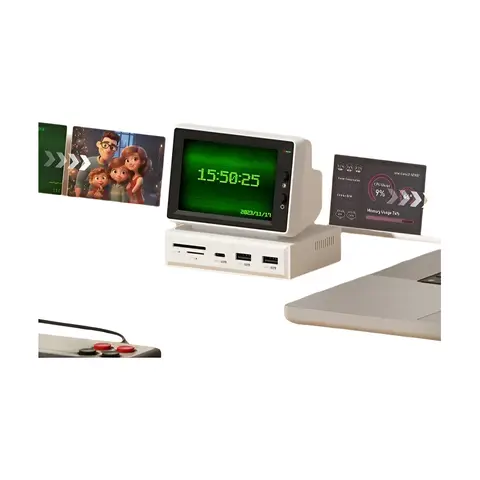 Hagibis 3.5inch IPS Mini Screen AIDA64 Mini PC CPU RAM HDD Data Monitor Display Sub Screen with USB C Hub for Laptop PC MacBook