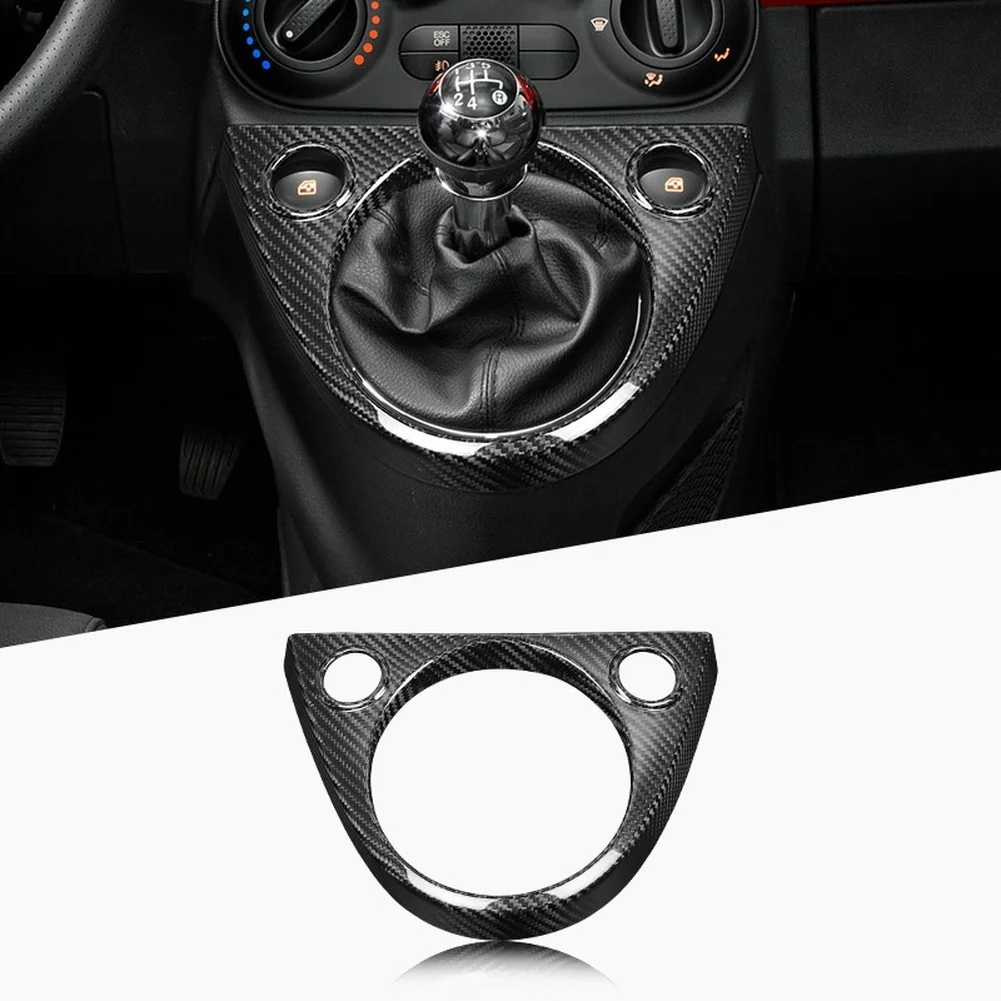 

Car Carbon Fiber Gear Shift Cover For Fiat 500 2011-2024 For Abarth 595 695 2016-2024 Interior Accessories