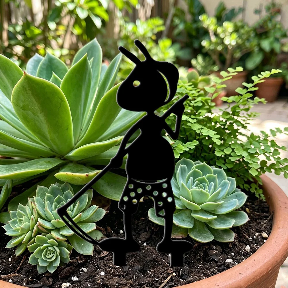 CIFBUY Iron Art Garden Stake Whimsical Ant Metal Yard Sign Cartoon Worker Ant Lawn Art Outdoor Patio Decor Home Decor Gardener G