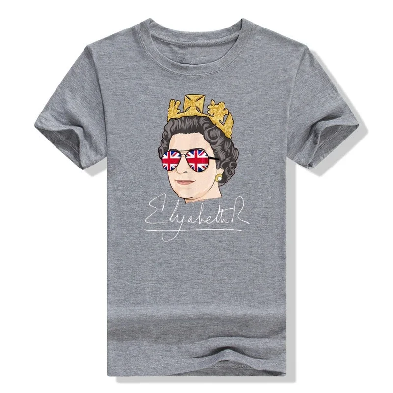 Elizabeth II ER Queen British Crown Engalnd Union Jack T-Shirt Commemorate Gifts Streetwear Graphic Tee Tops for Women Men