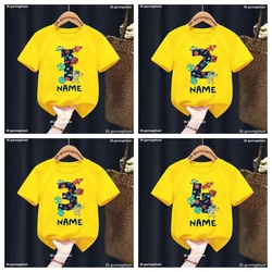 Personalized Birthday Kid Shirt Space Astronauts Number 1-9 Print T-shirt Boys Clothes Custom Name Child Shirt Kid Birthday Gift