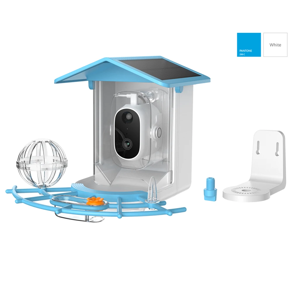 Mangiatoia per uccelli intelligente con telecamera wireless Acquisizione automatica da 4 MP Riconoscimento AI per uccelli Telecamera per aviaiaia Video solare Mangiatoia per uccelli